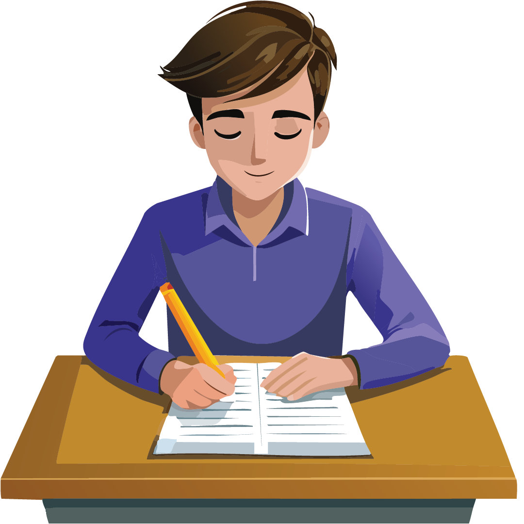 Jovén realizando examen muy tranquilo